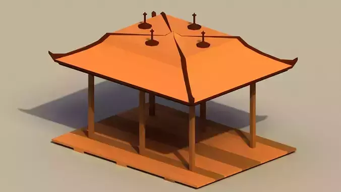Low Poly Japanese Dais Low-poly 3D model