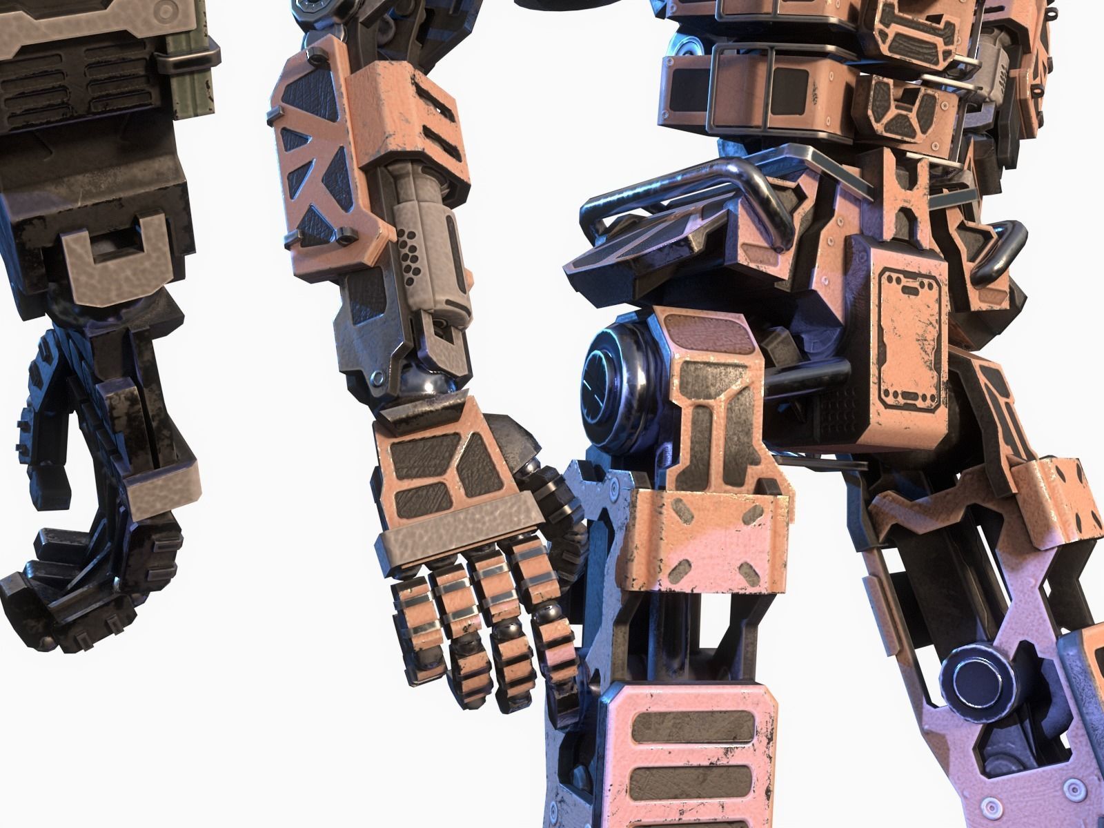3D model Military robot character Unity UE lowpoly gameready rigged ...