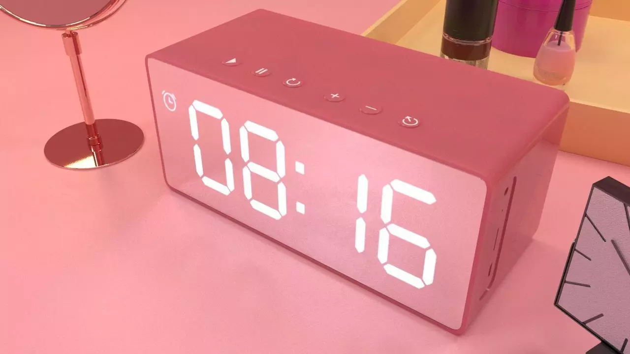 Table clock - Alarm clock Low-poly 3D model_0