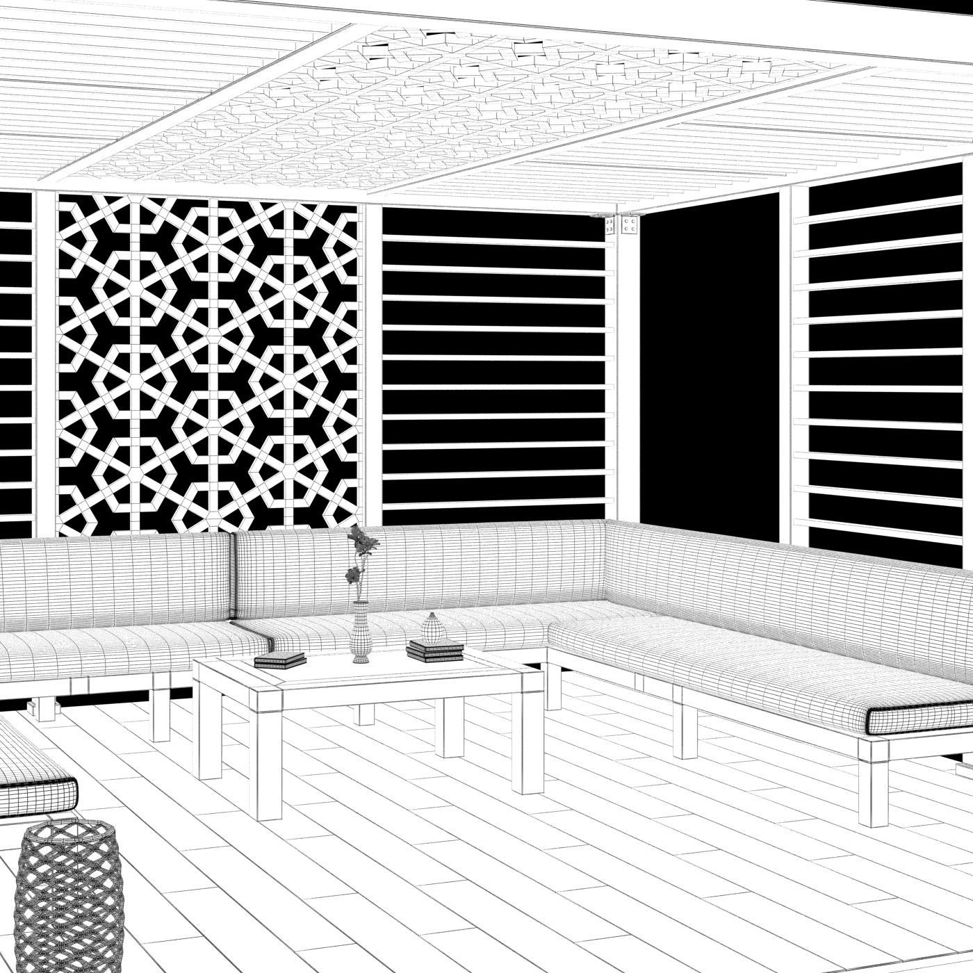 Wood Pattern Gazebo  3D model_7