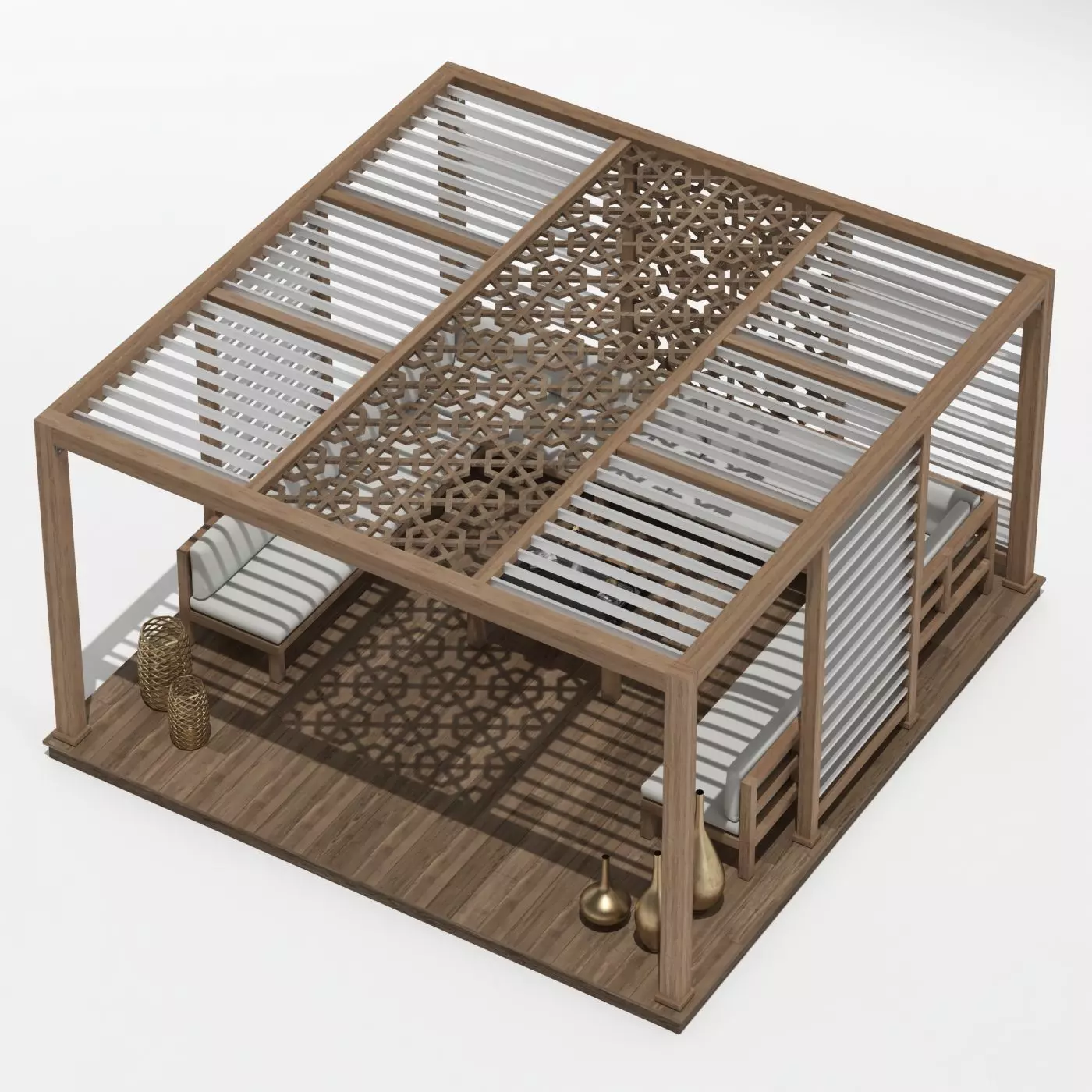 Wood Pattern Gazebo  3D model_0