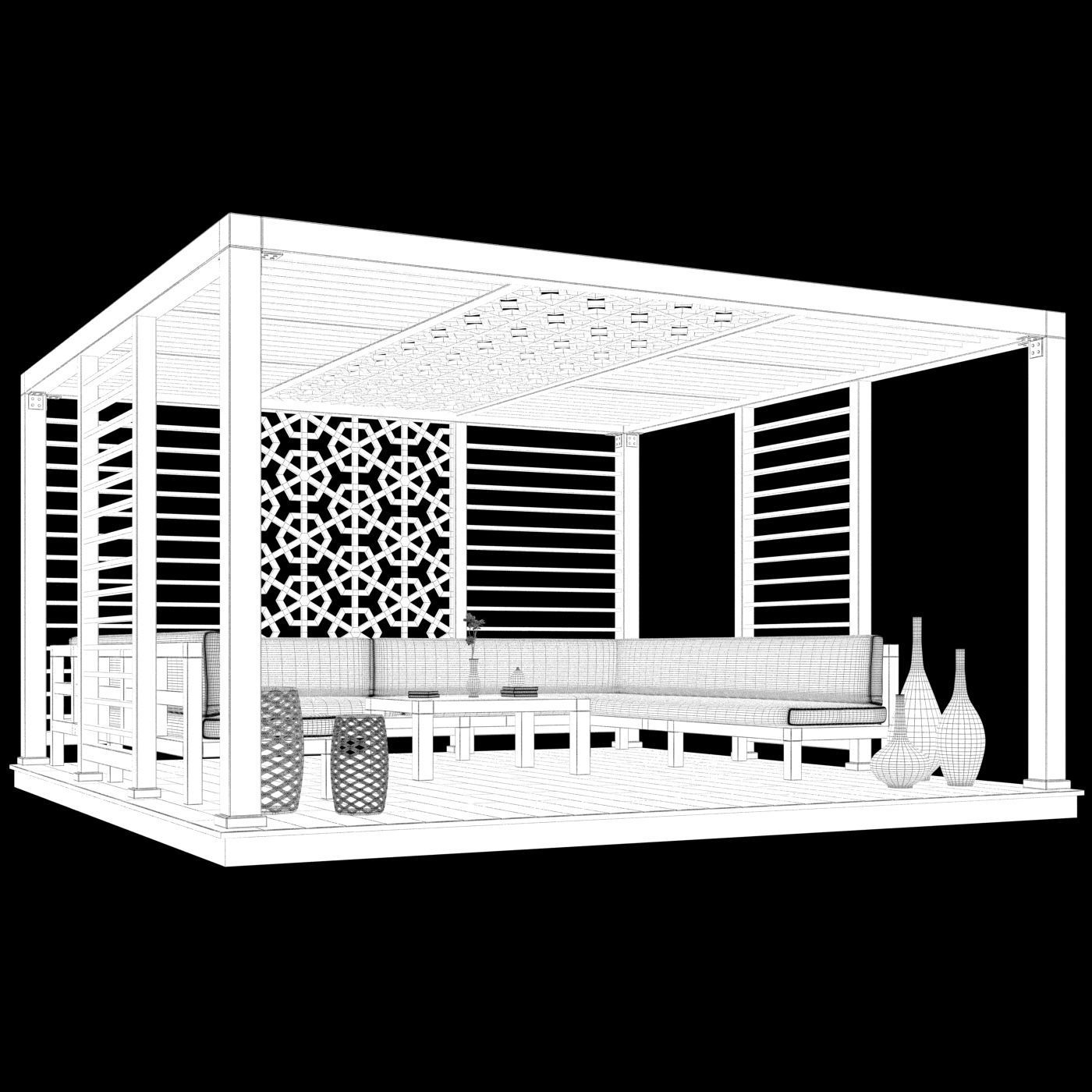 Wood Pattern Gazebo  3D model_6