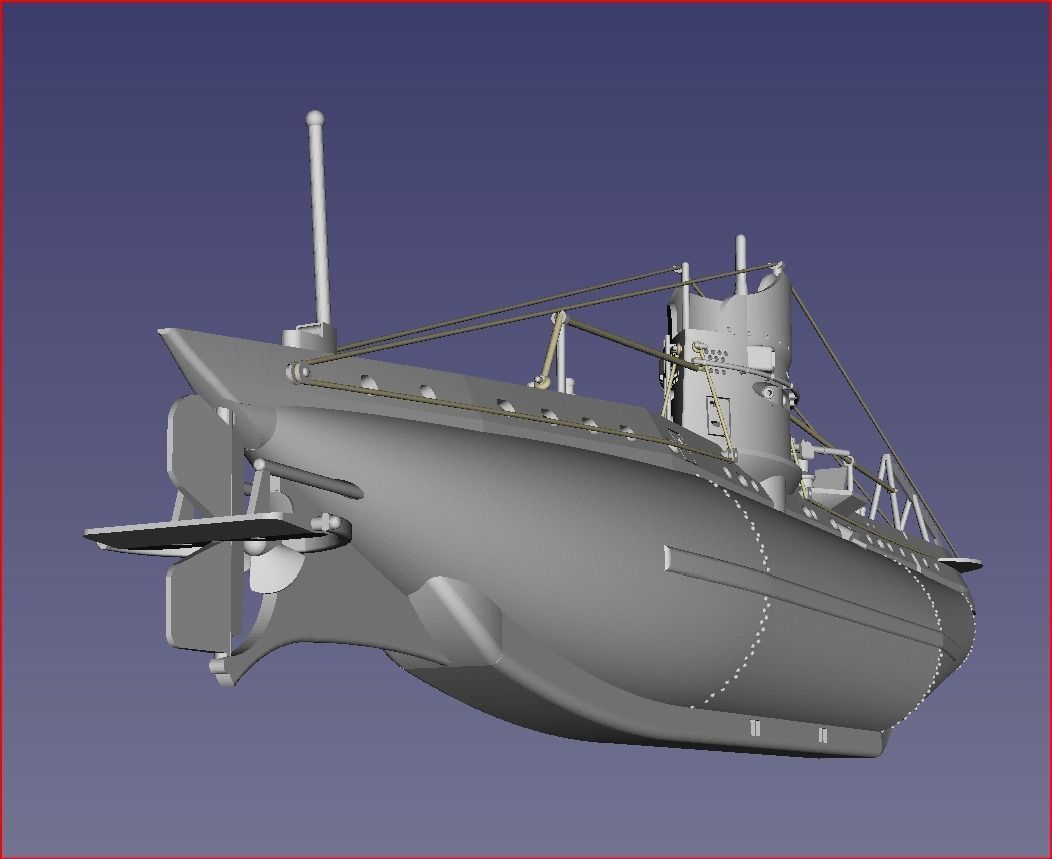 Austro-Hungarian Submarine 1915-1918 - German UB I Class 3D print model_8