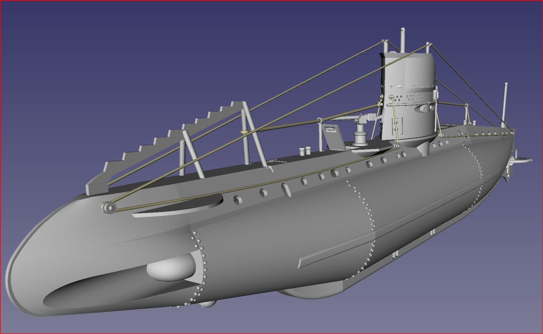 Austro-Hungarian Submarine 1915-1918 - German UB I Class 3D print model_9