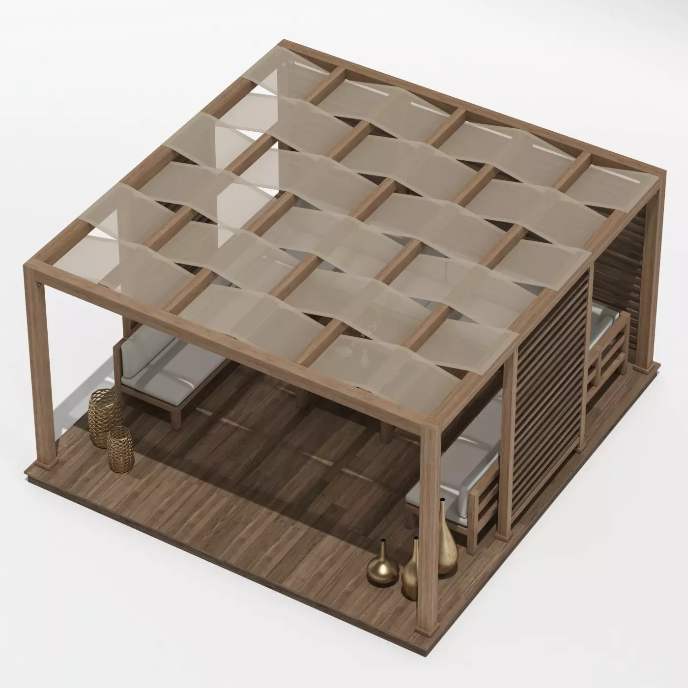 Wood Gazebo 3D model_0