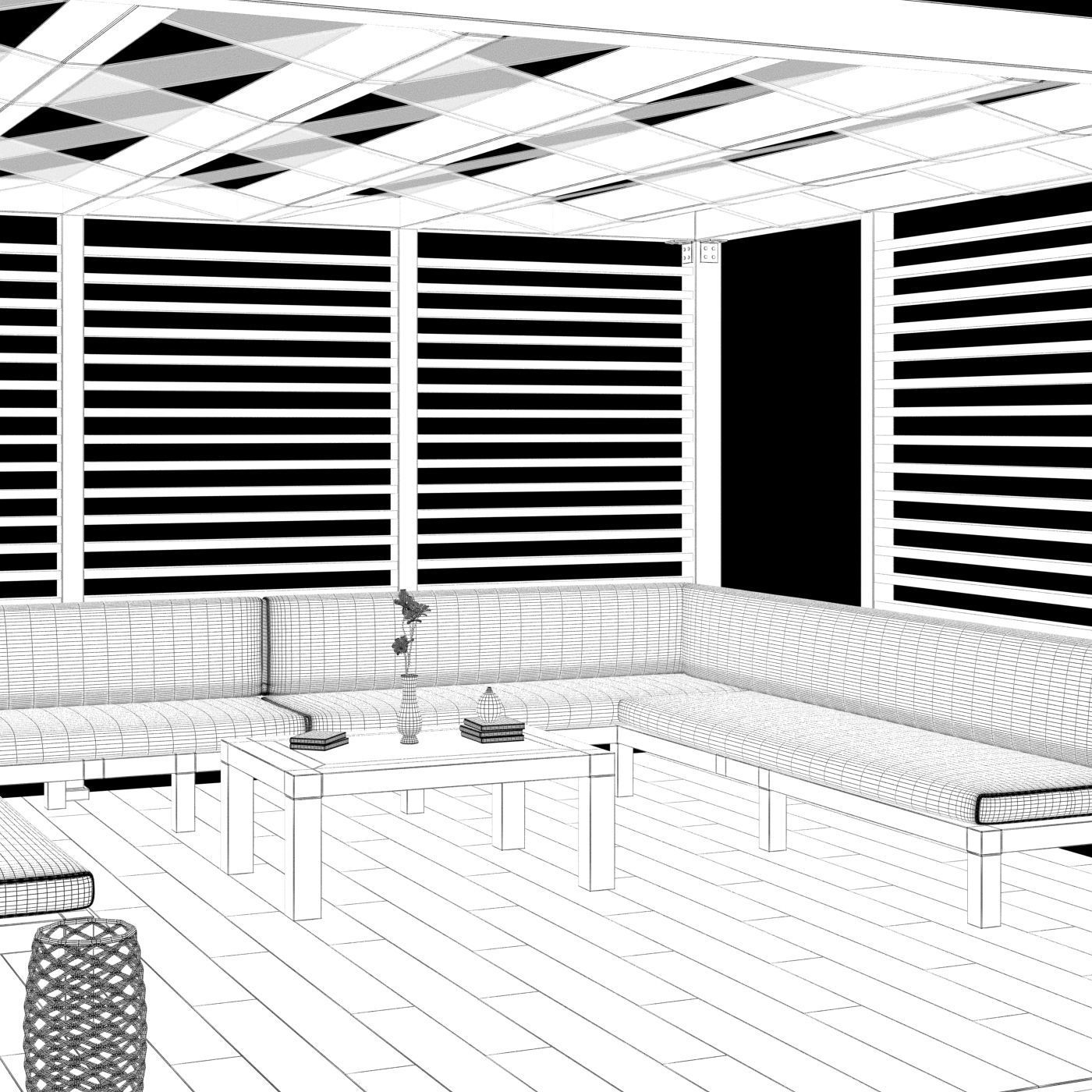 Wood Gazebo 3D model_5