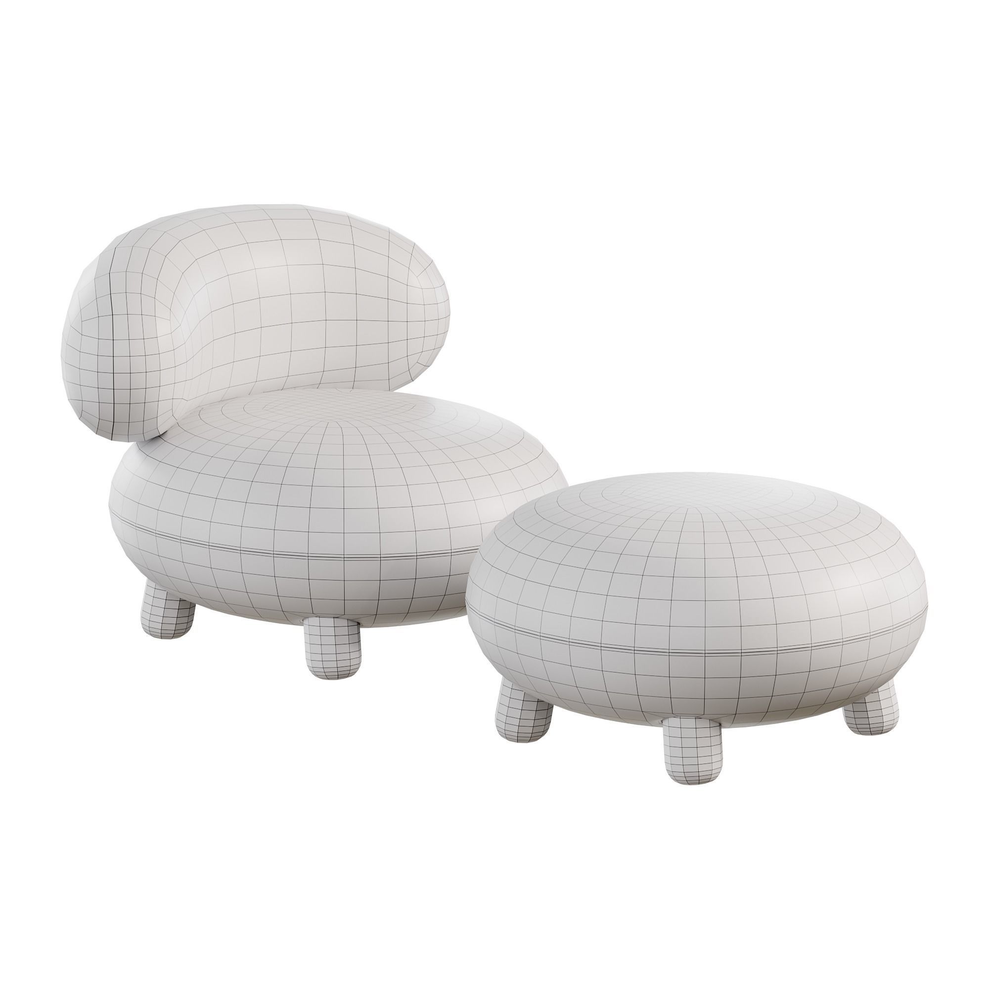 FLOCK LOUNGE CHAIR BY NOOM Low-poly 3D model_5