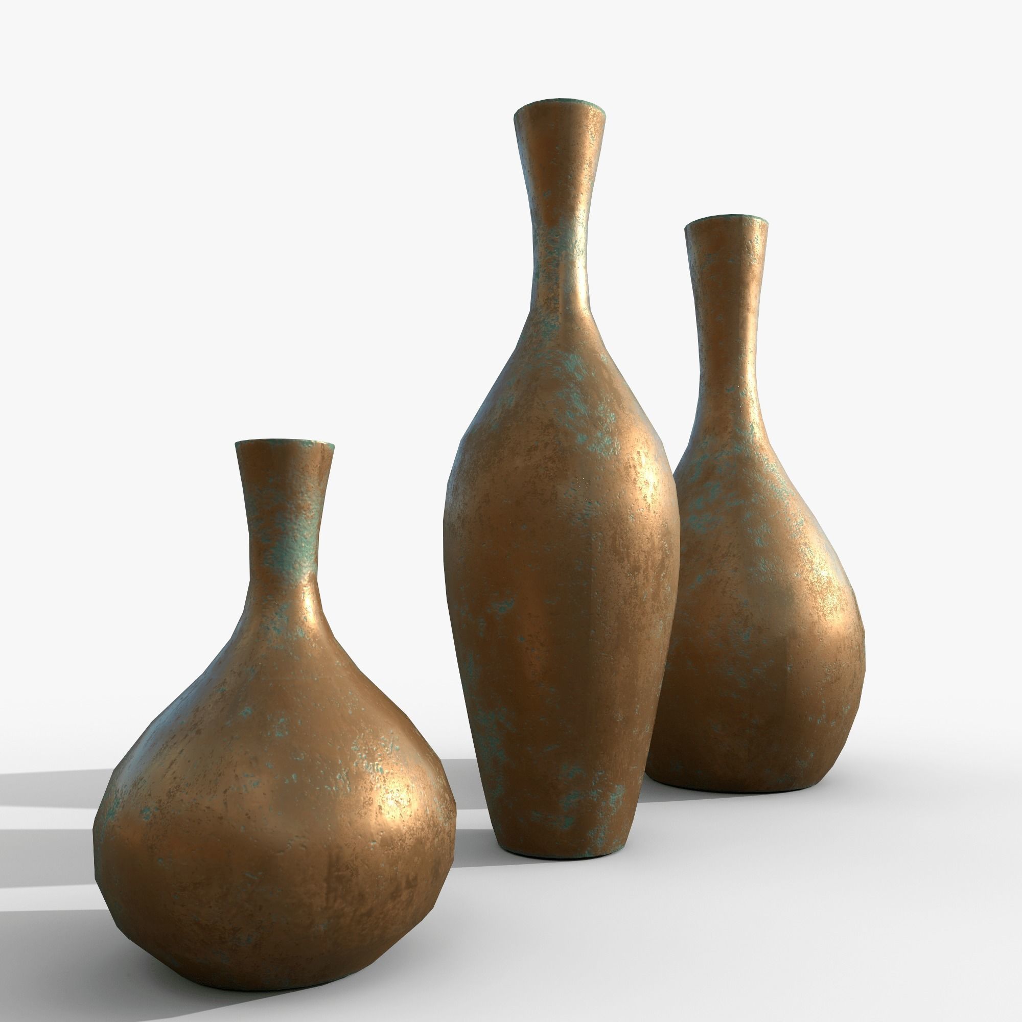 Vases asset Bronze oxidized Low-poly 3D model_1