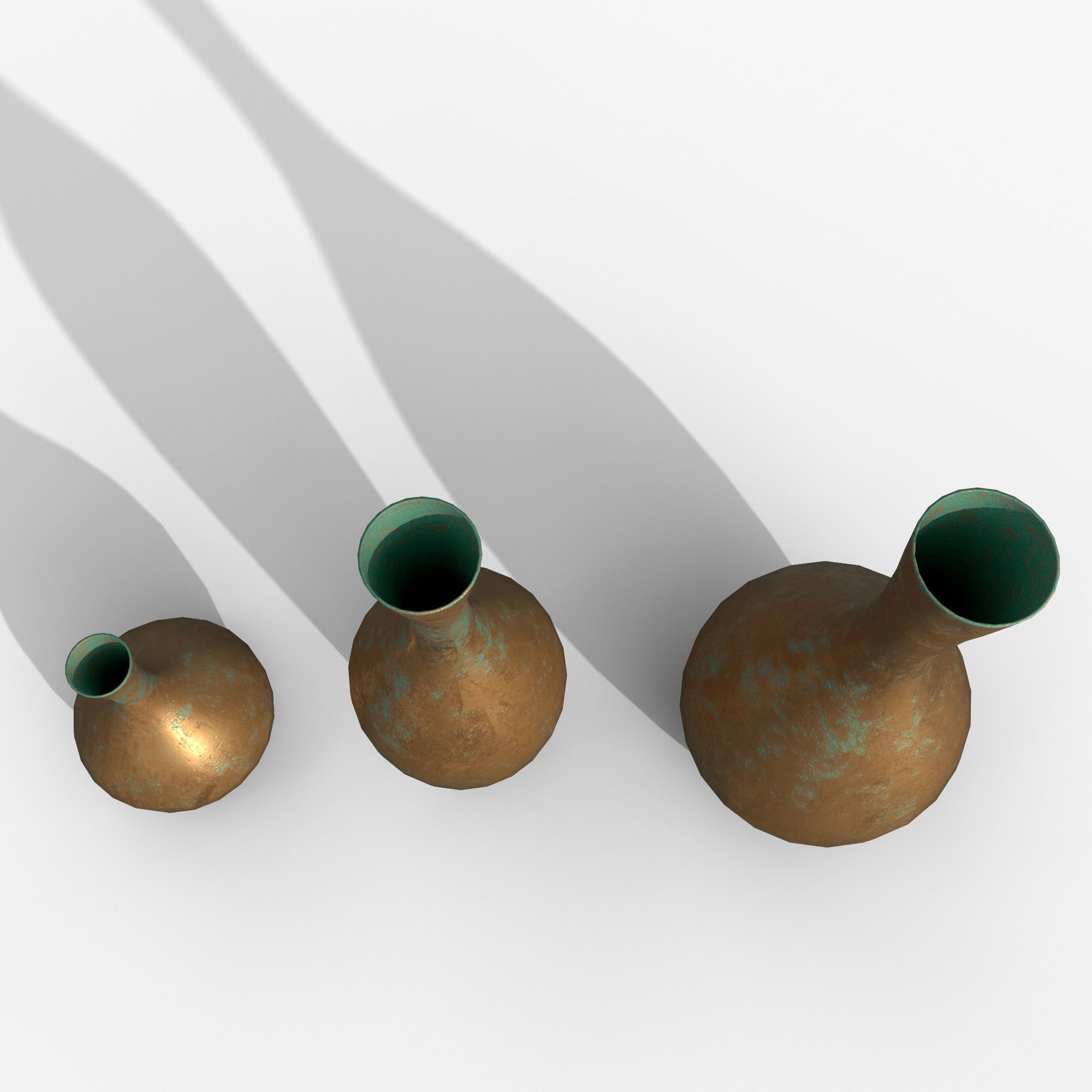 Vases asset Bronze oxidized Low-poly 3D model_2