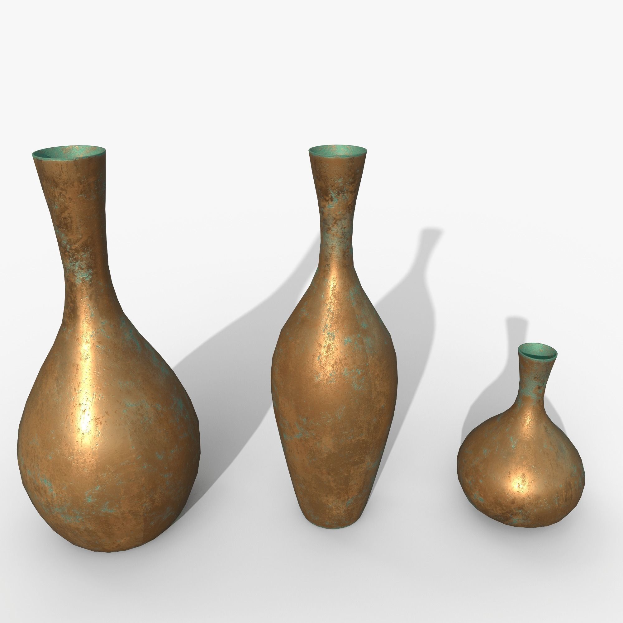 Vases asset Bronze oxidized Low-poly 3D model_4