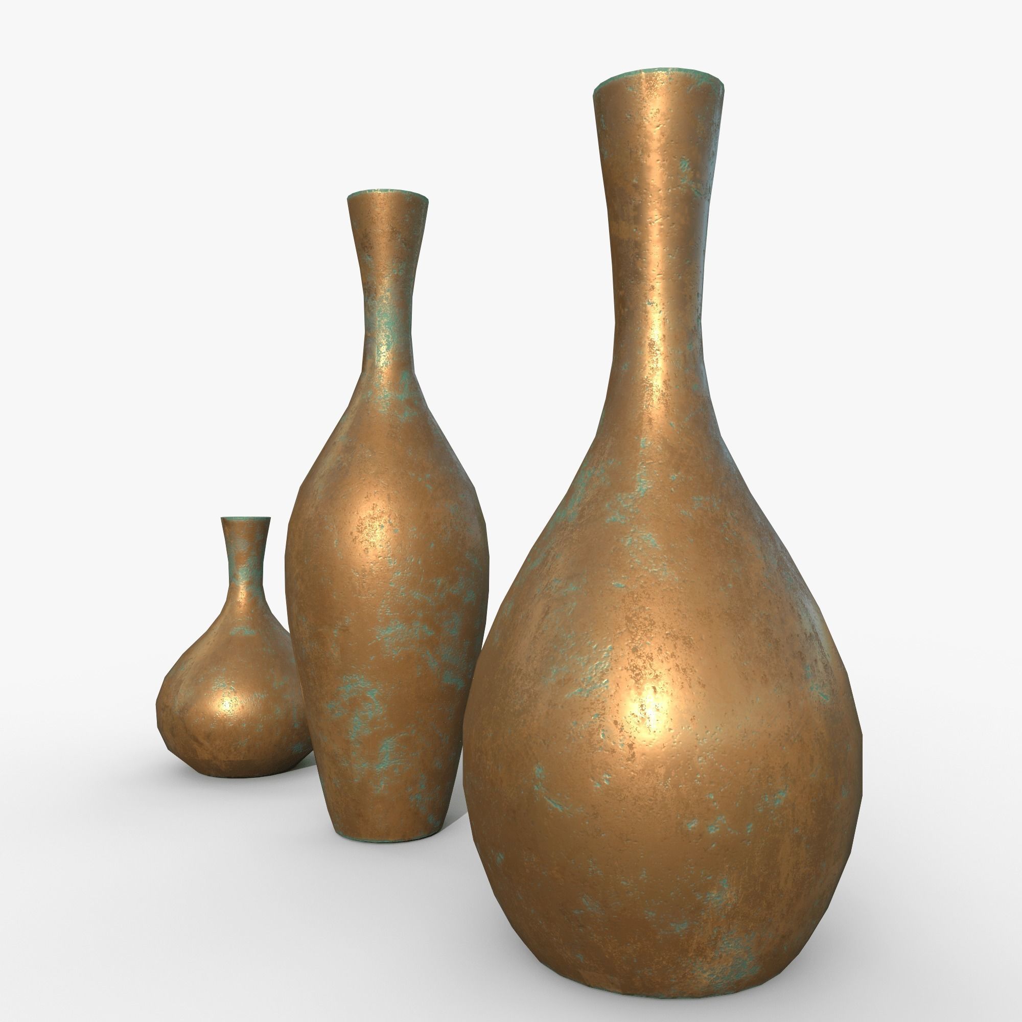 Vases asset Bronze oxidized Low-poly 3D model_3
