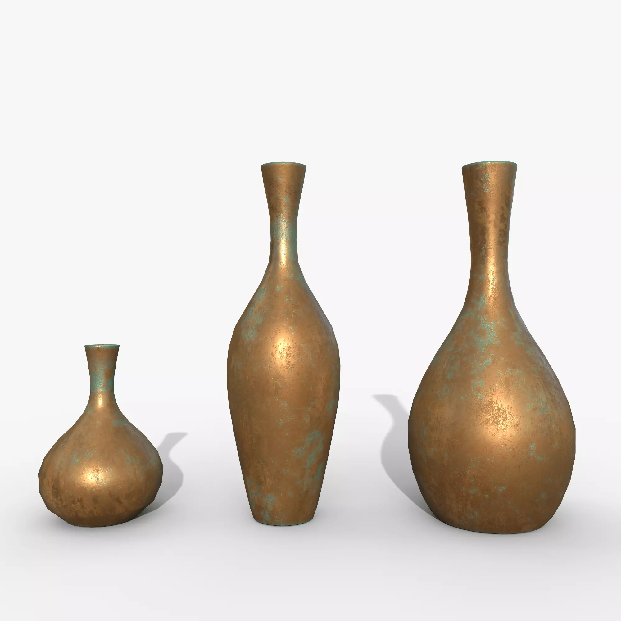 Vases asset Bronze oxidized Low-poly 3D model_0