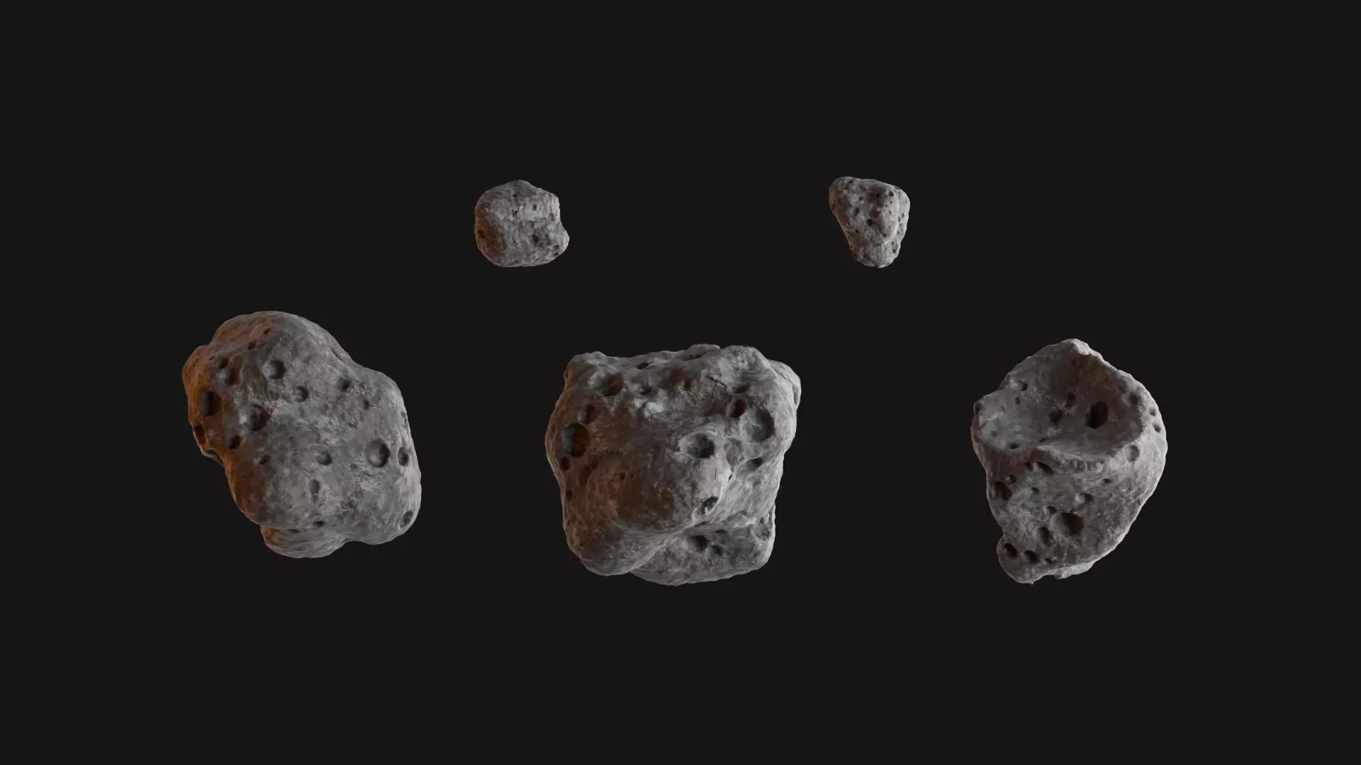 Detailed asteroid space rocks high-poly set 2 3D model_0