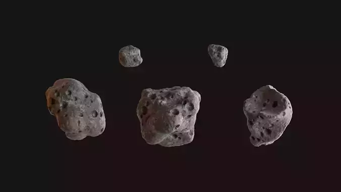 Detailed asteroid space rocks high-poly set 2 3D model