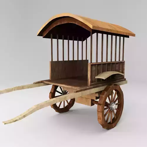 Medieval Wooden Horse Cart 3D model