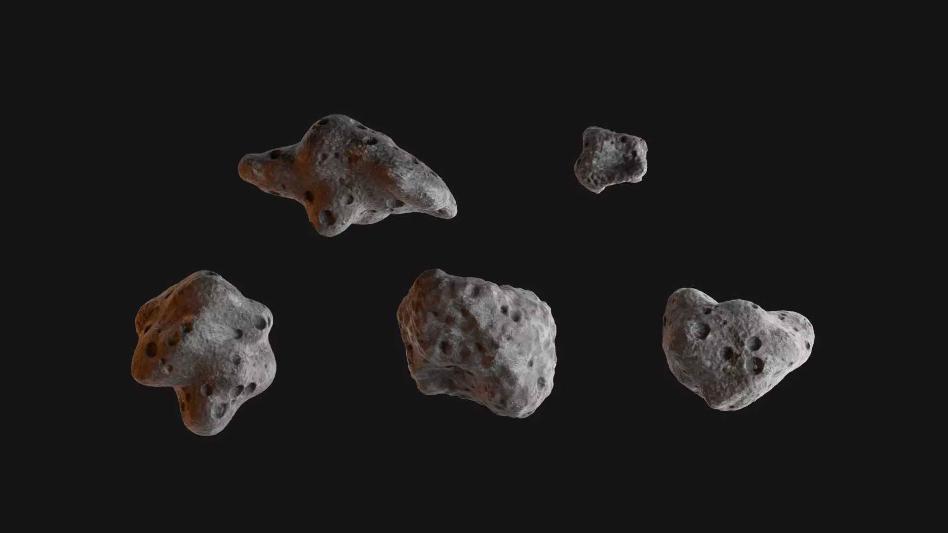 Detailed asteroid space rocks high-poly set 3 3D model_0