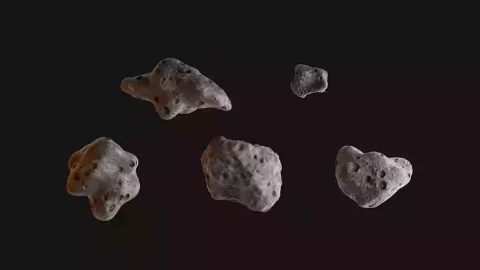 Detailed asteroid space rocks high-poly set 3 3D model