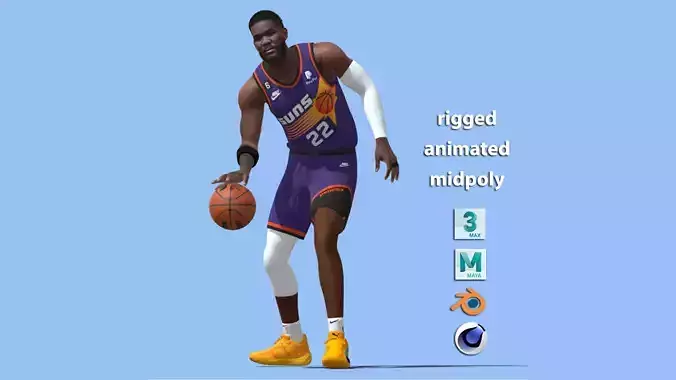 3D Rigged De Andre Ayton Phoenix Suns NBA 3D model
