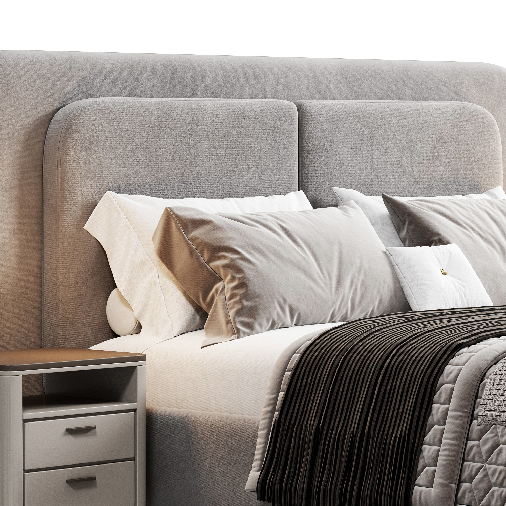 Soft bed Felini beige by wallytally 3D model_11