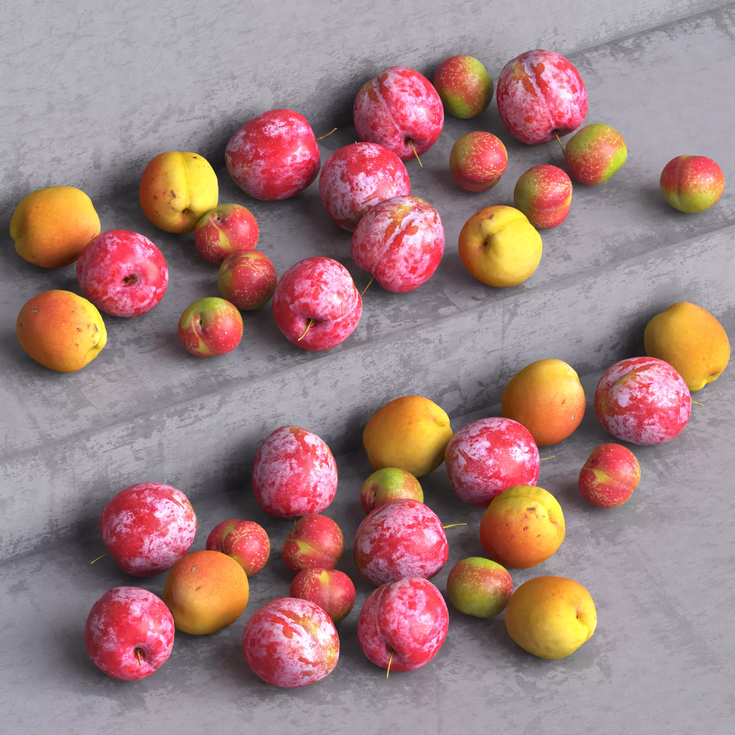 Red plum - Apricots - Plum Low-poly 3D model_0