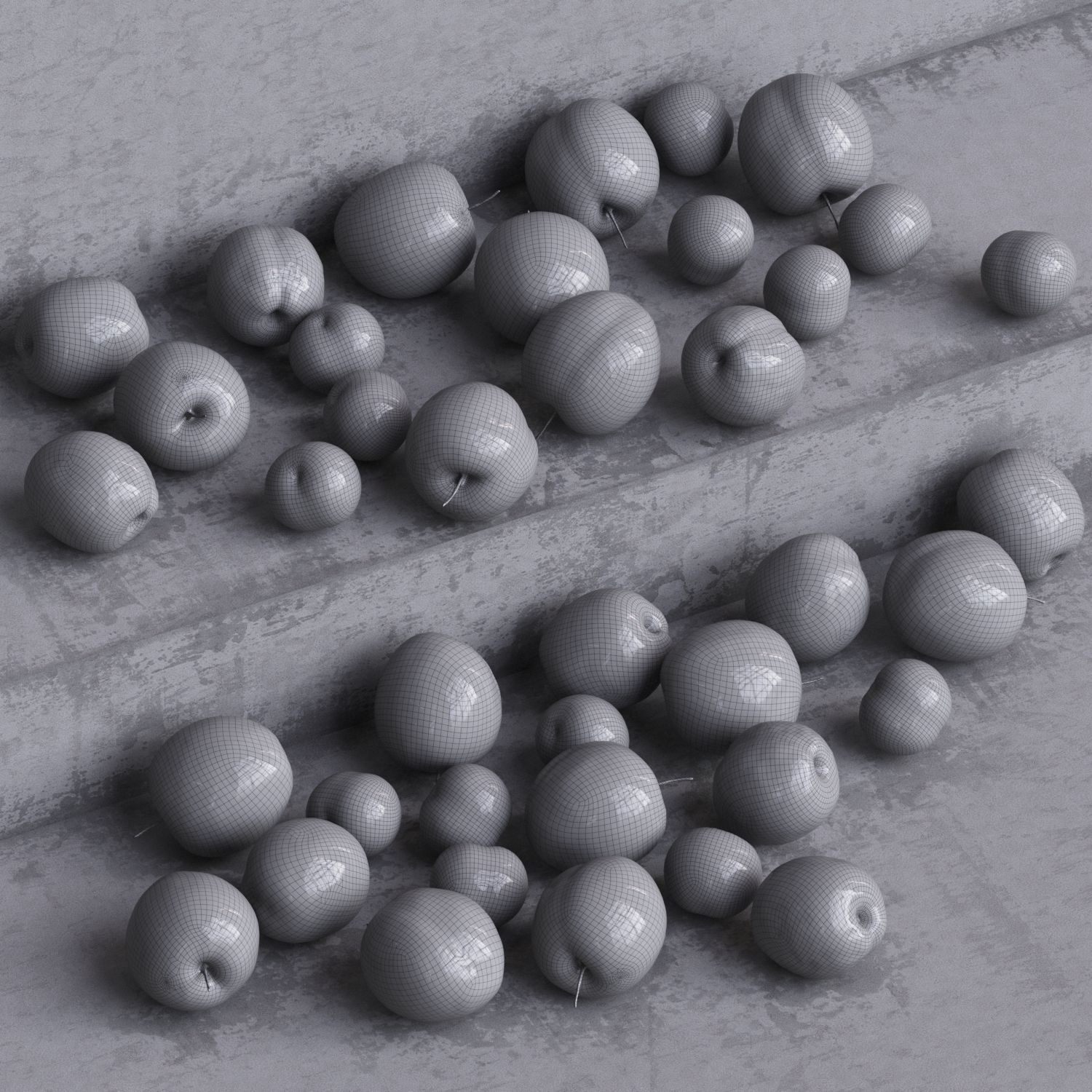 Red plum - Apricots - Plum Low-poly 3D model_2