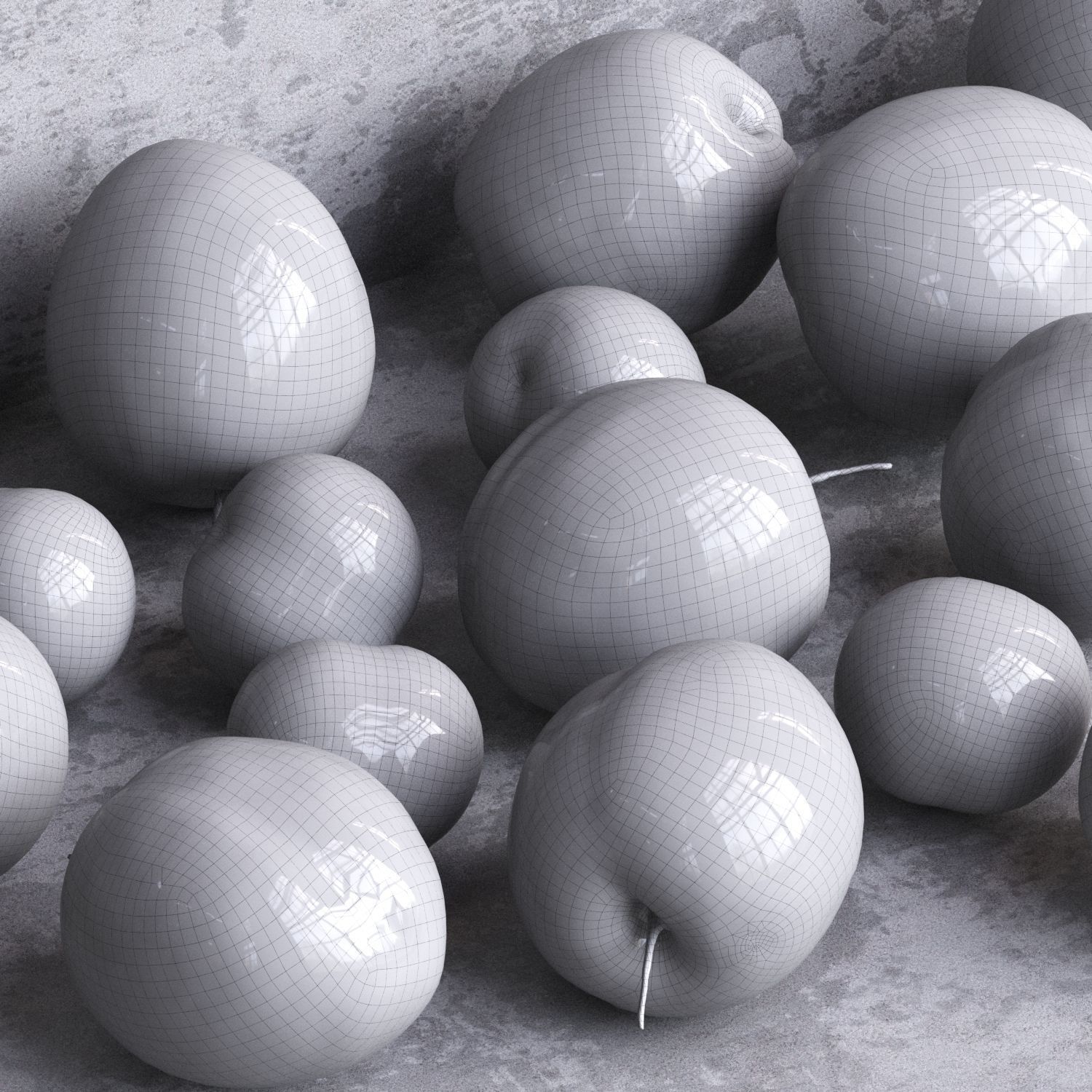 Red plum - Apricots - Plum Low-poly 3D model_3