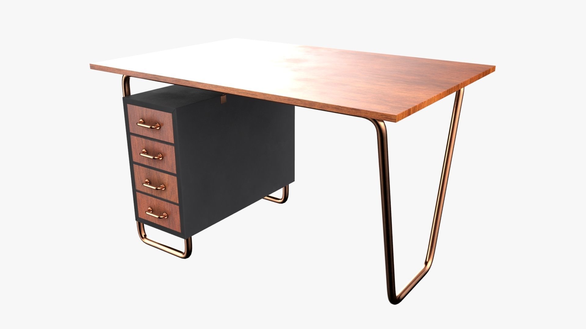 Czech Tubular Desk Working Desk Black 3D model_2
