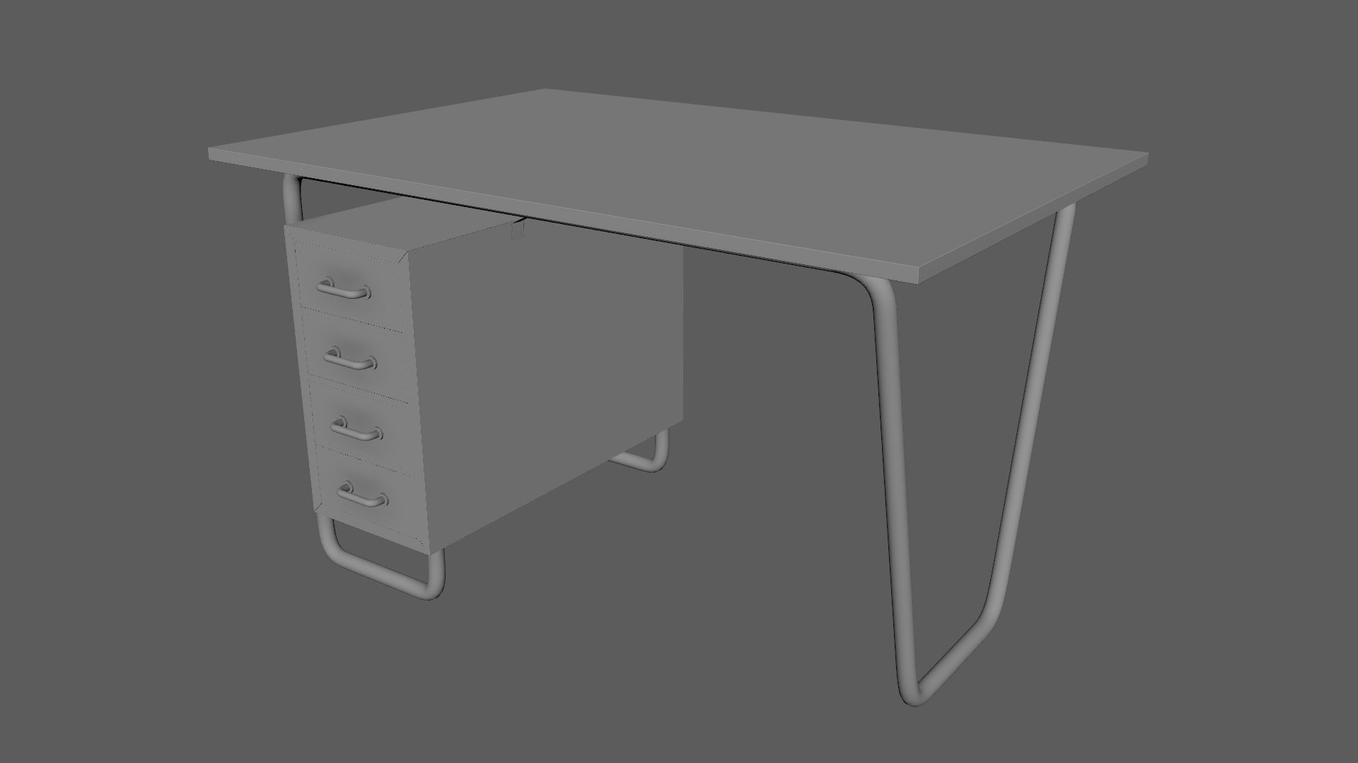 Czech Tubular Desk Working Desk Black 3D model_6