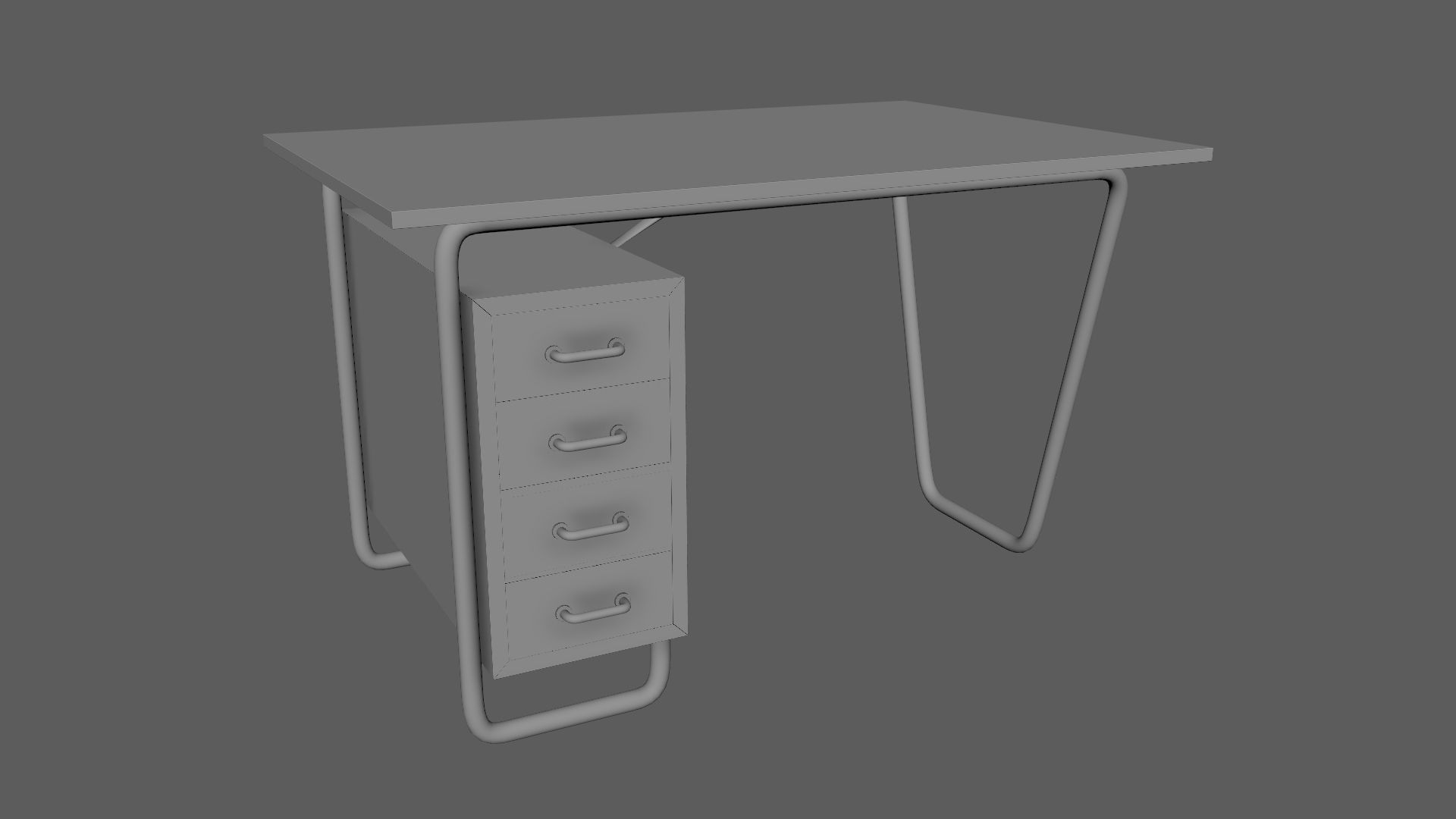 Czech Tubular Desk Working Desk Black 3D model_5