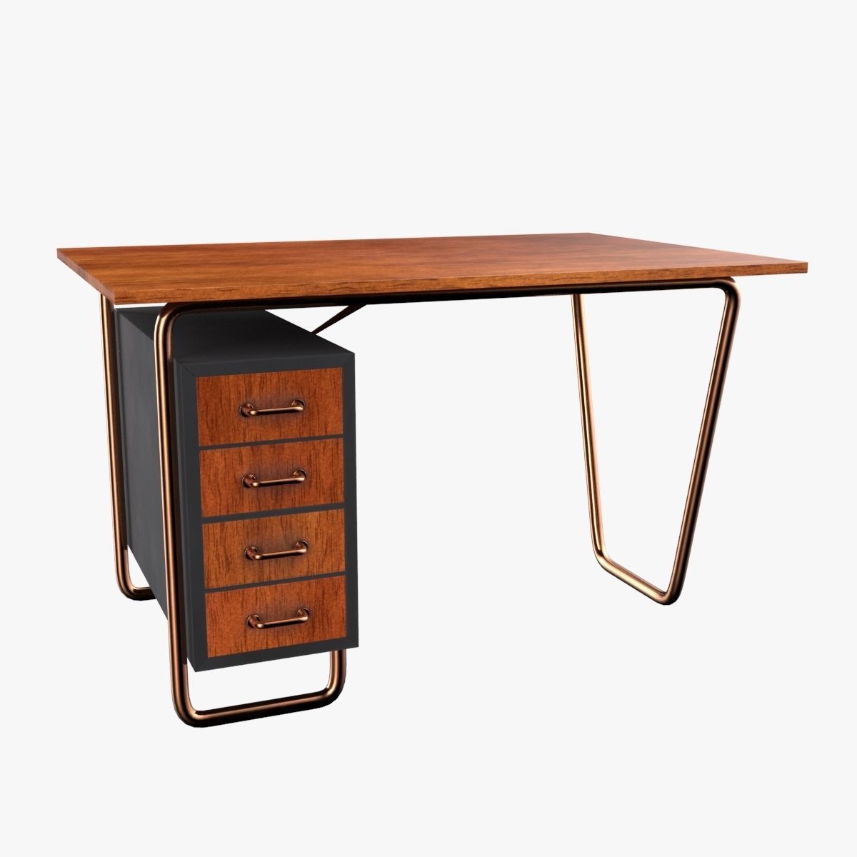 Czech Tubular Desk Working Desk Black 3D model_22