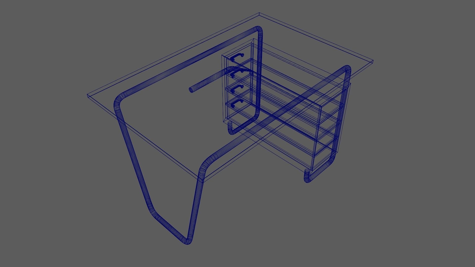 Czech Tubular Desk Working Desk Black 3D model_15
