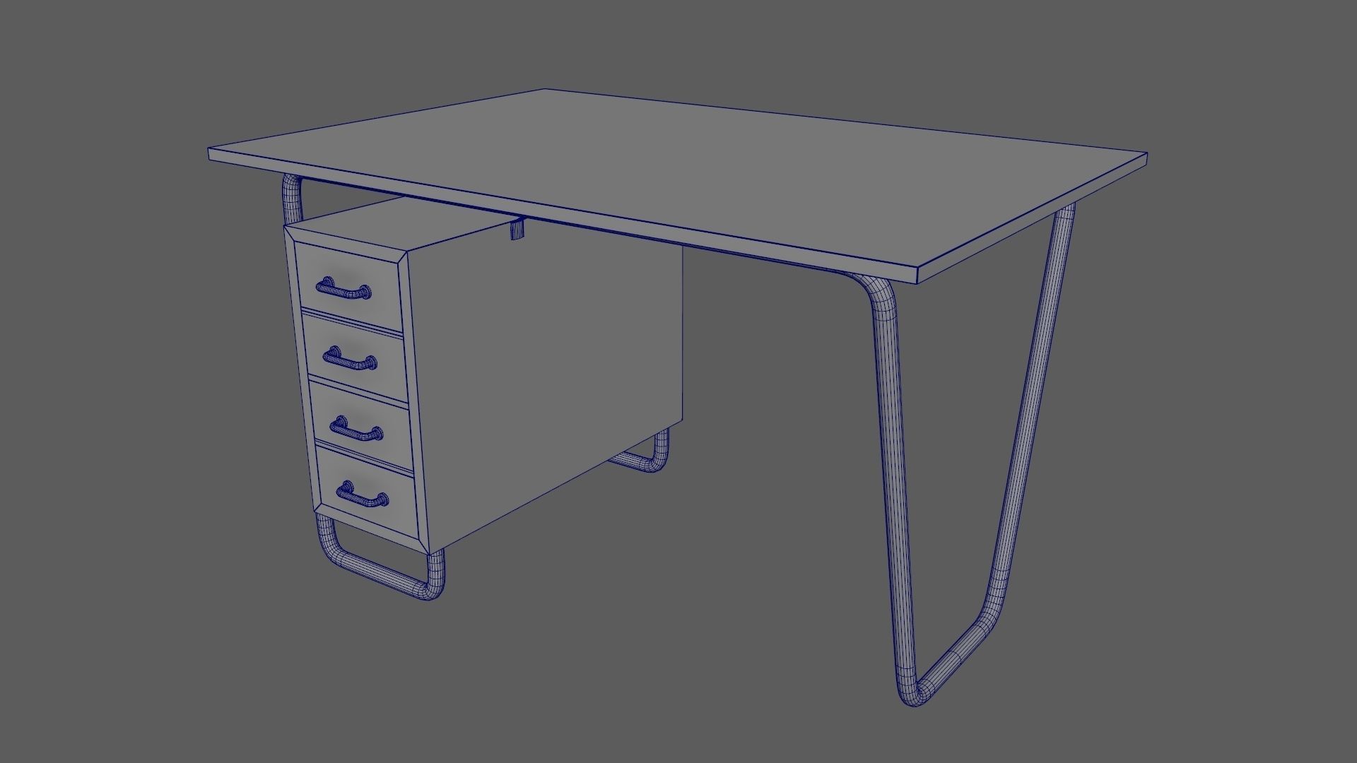 Czech Tubular Desk Working Desk Black 3D model_10