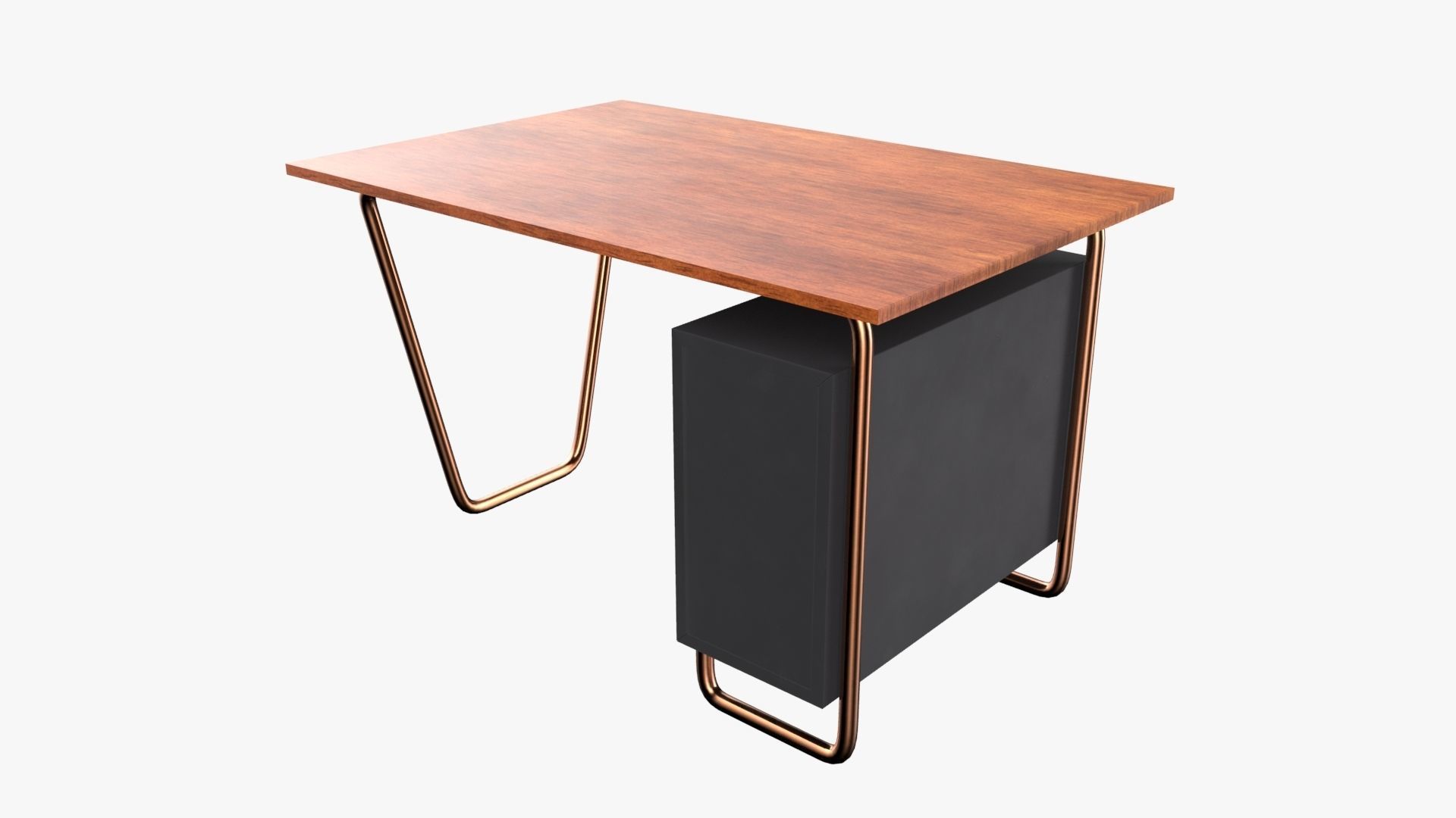 Czech Tubular Desk Working Desk Black 3D model_4