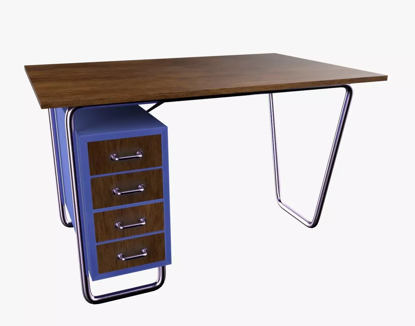 Czech Tubular Desk Working Desk Blue 3D model
