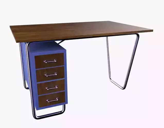 Czech Tubular Desk Working Desk Blue