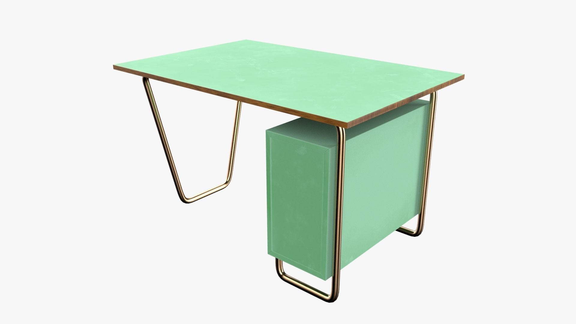 Czech Tubular Desk Working Desk Green 3D model_4