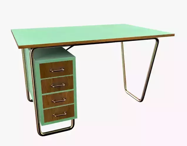 Czech Tubular Desk Working Desk Green