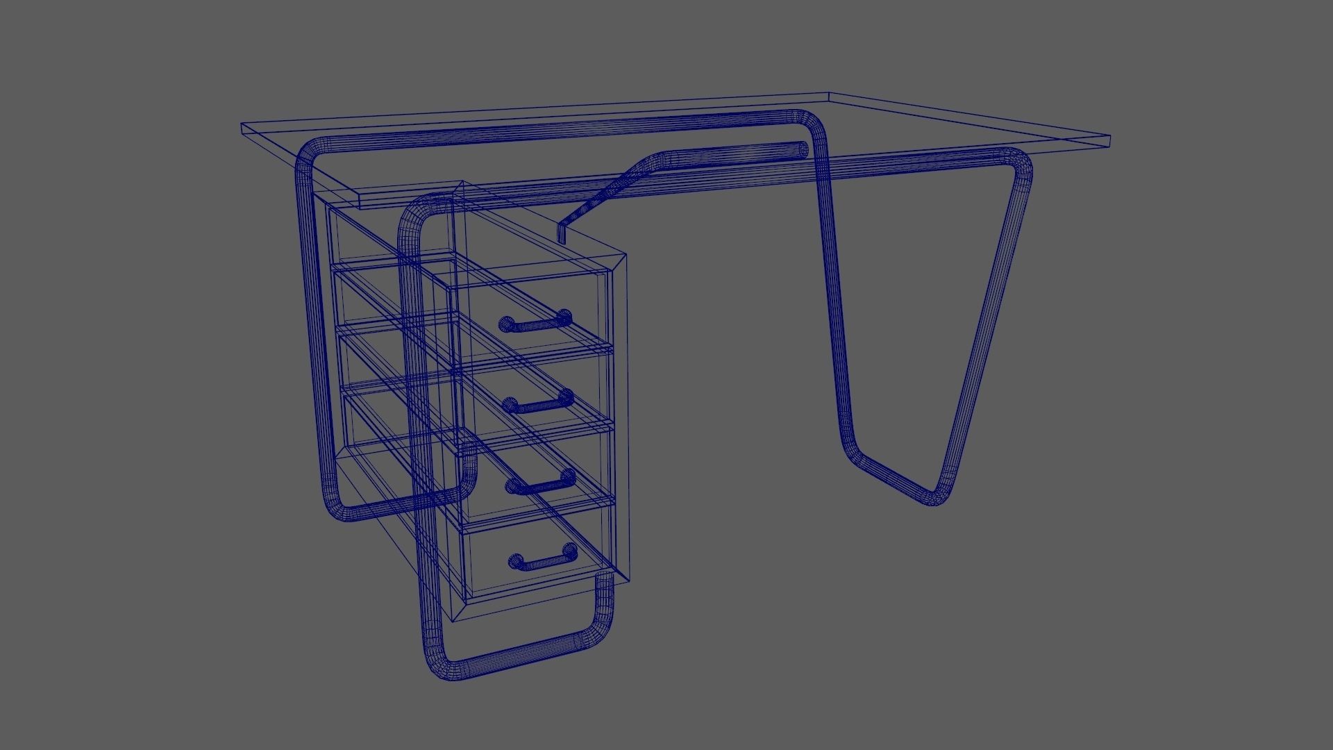 Czech Tubular Desk Working Desk Orange 3D model_13