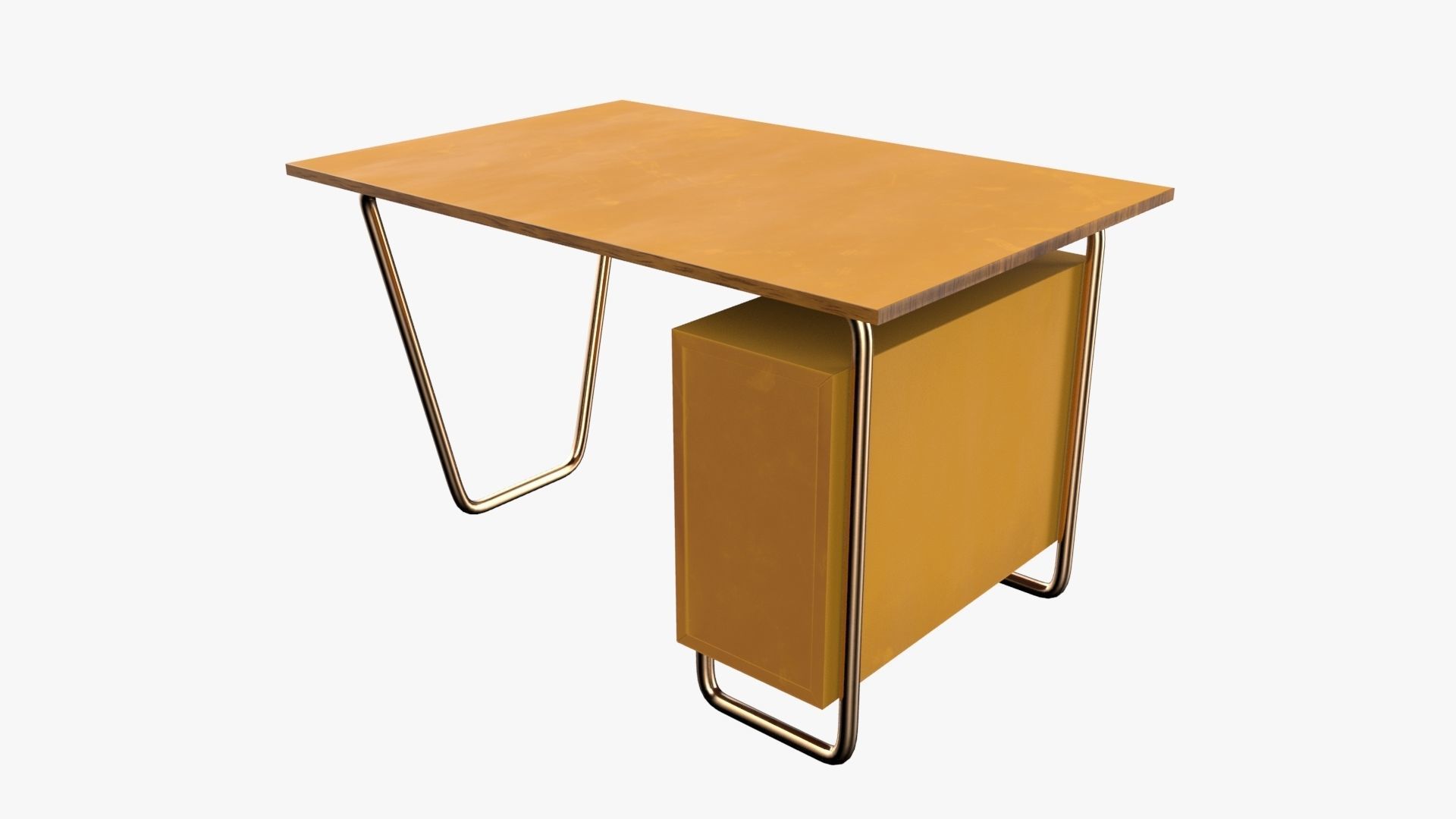 Czech Tubular Desk Working Desk Orange 3D model_4