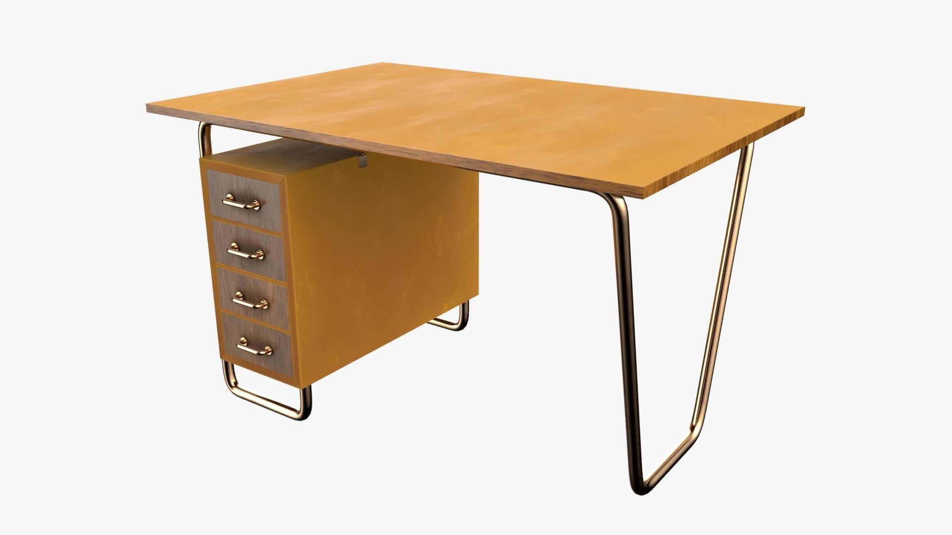 Czech Tubular Desk Working Desk Orange 3D model_2