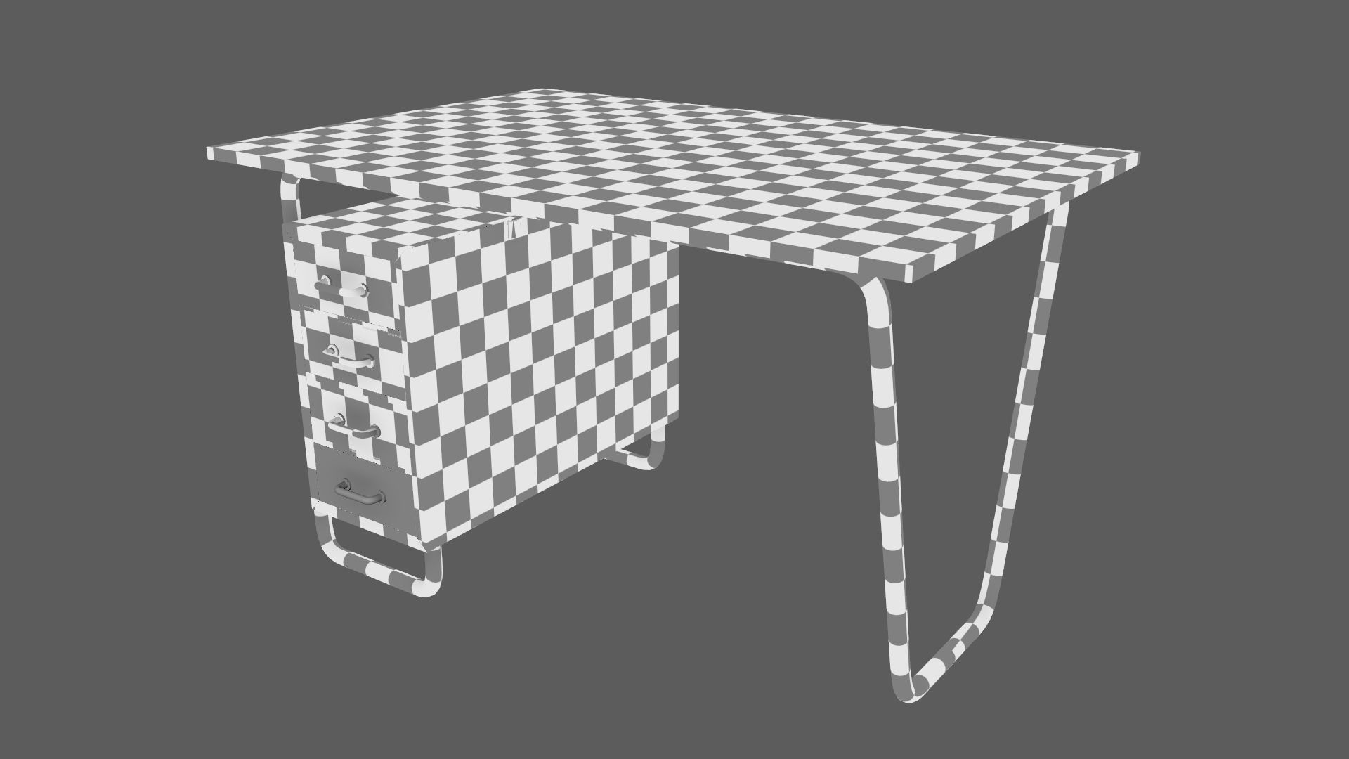 Czech Tubular Desk Working Desk Orange 3D model_18