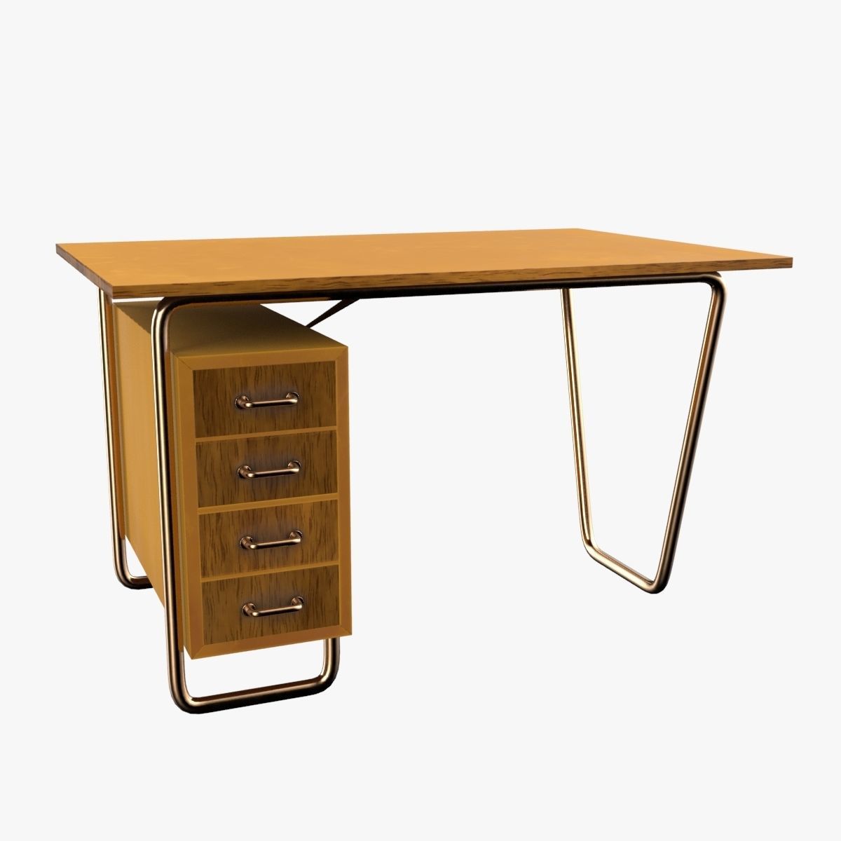 Czech Tubular Desk Working Desk Orange 3D model_21