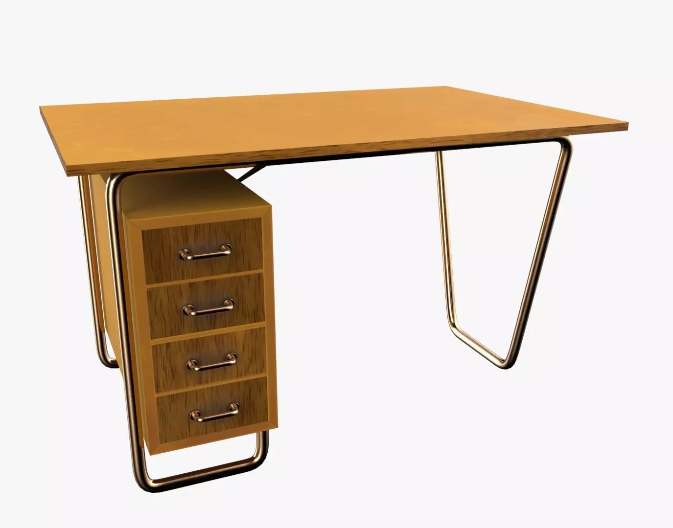 Czech Tubular Desk Working Desk Orange 3D model_0