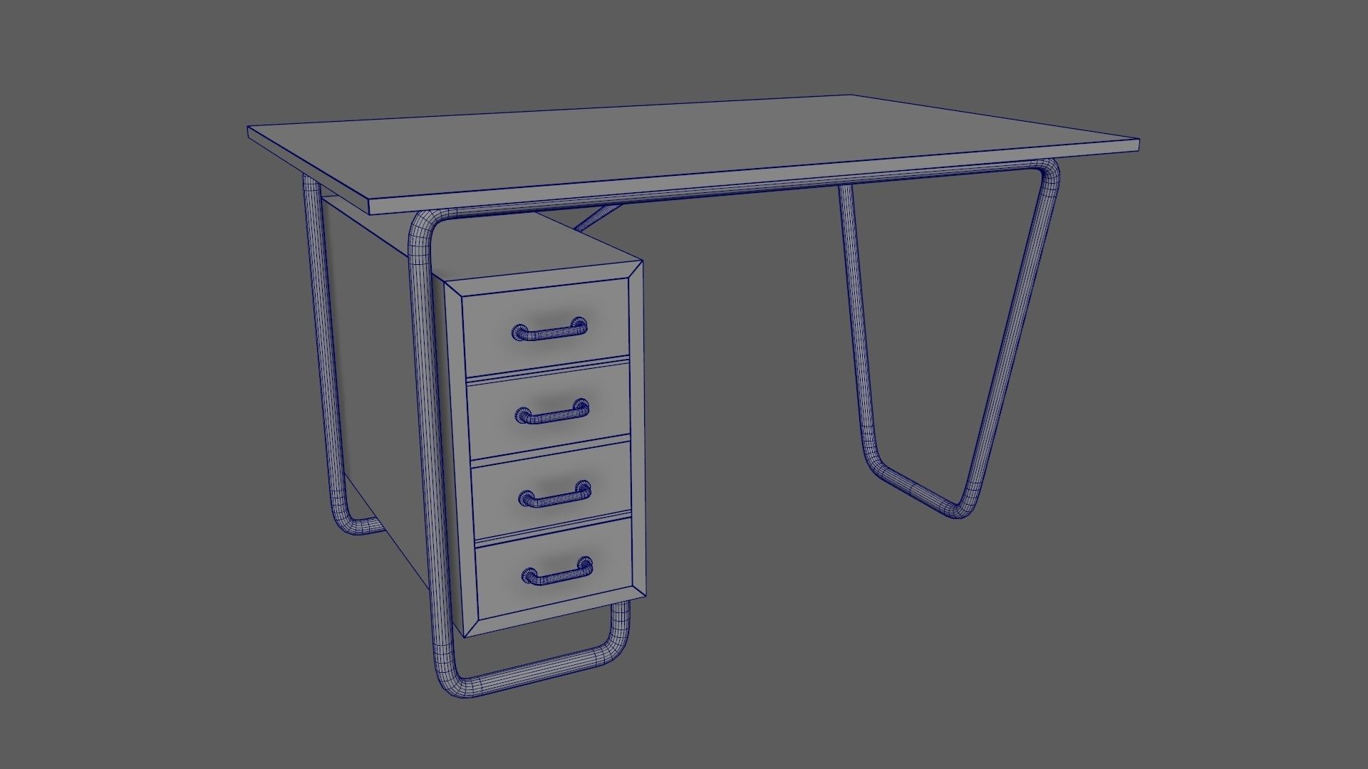 Czech Tubular Desk Working Desk Orange 3D model_9