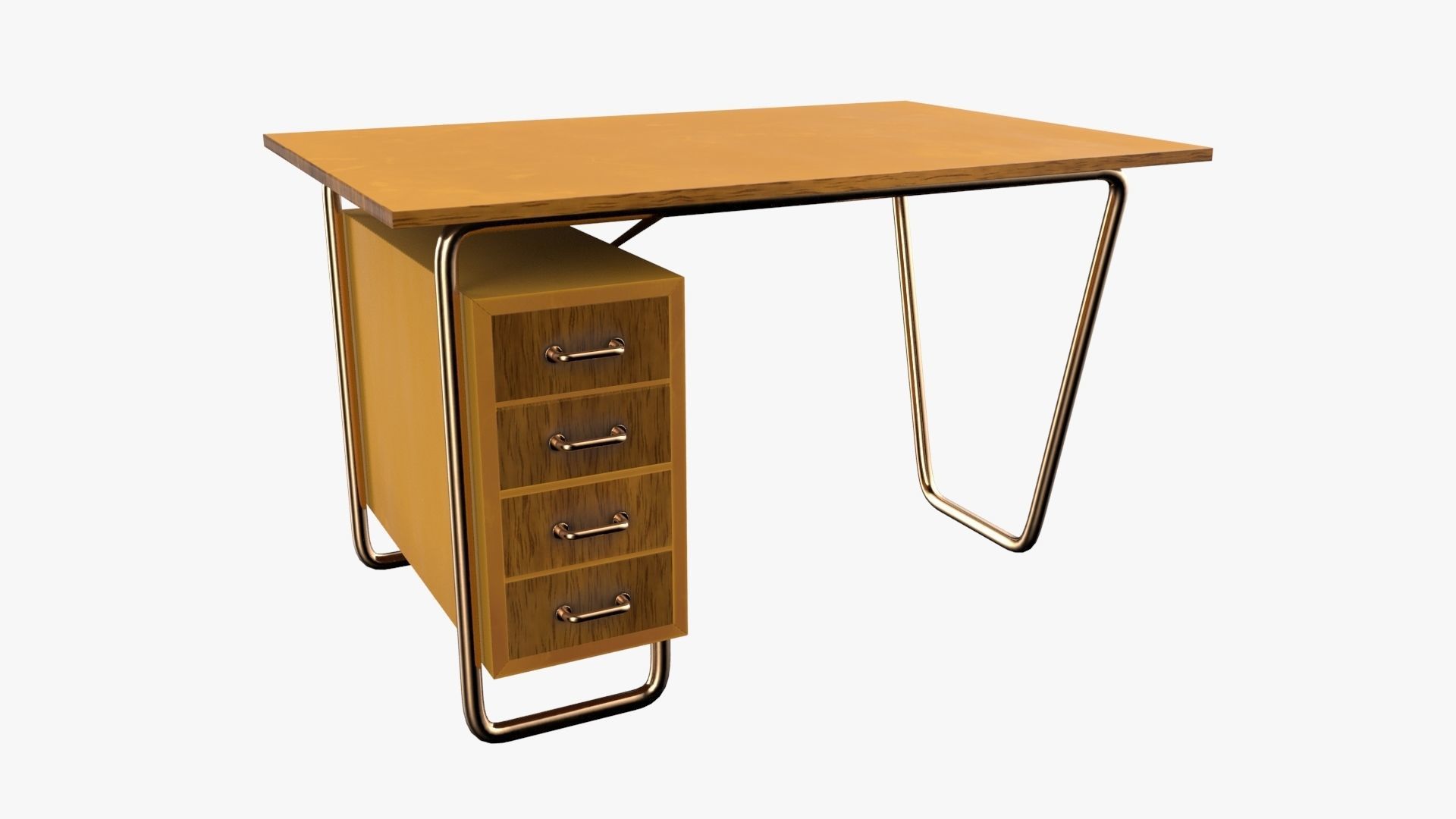 Czech Tubular Desk Working Desk Orange 3D model_1