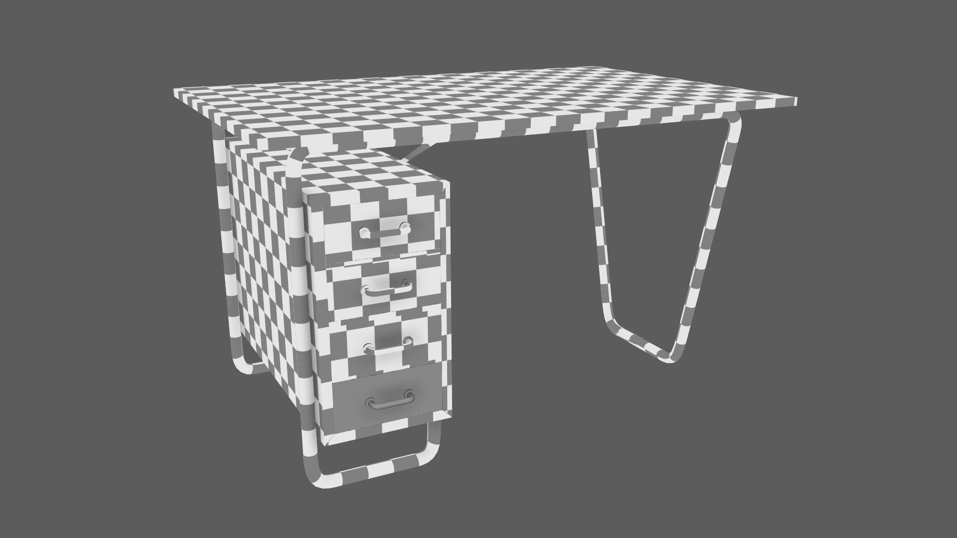 Czech Tubular Desk Working Desk Orange 3D model_17