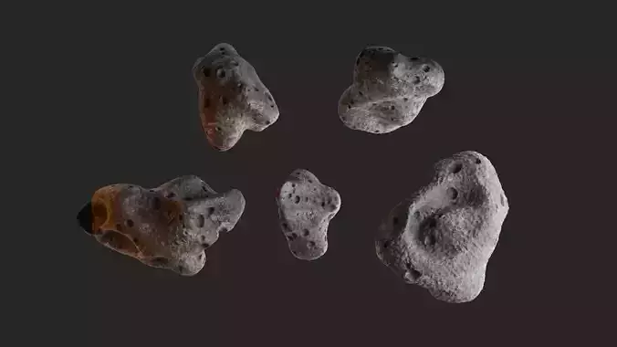 Detailed asteroid space rocks high-poly set 4 3D model