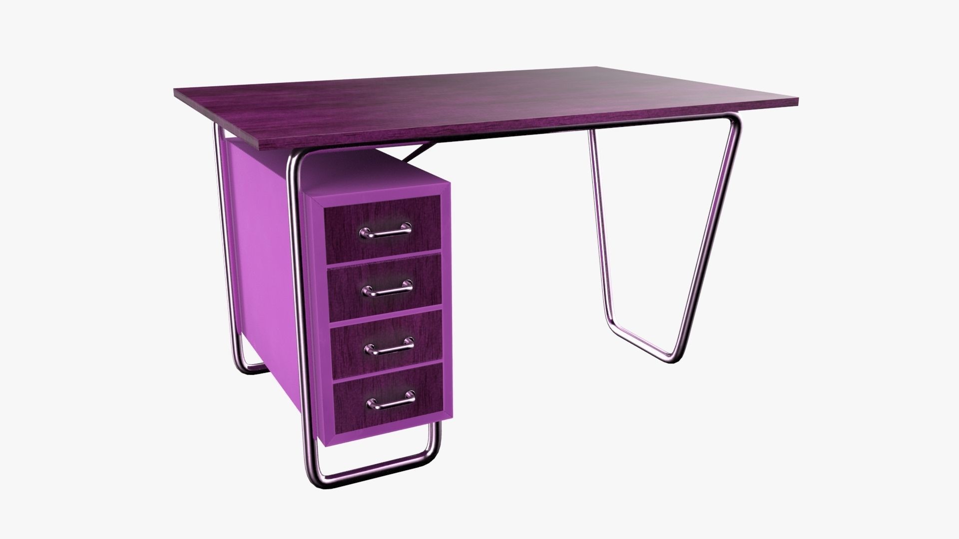 Czech Tubular Desk Working Desk Pink 3D model_1
