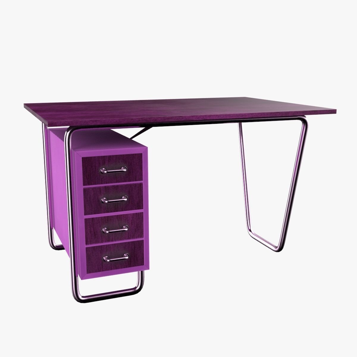 Czech Tubular Desk Working Desk Pink 3D model_22
