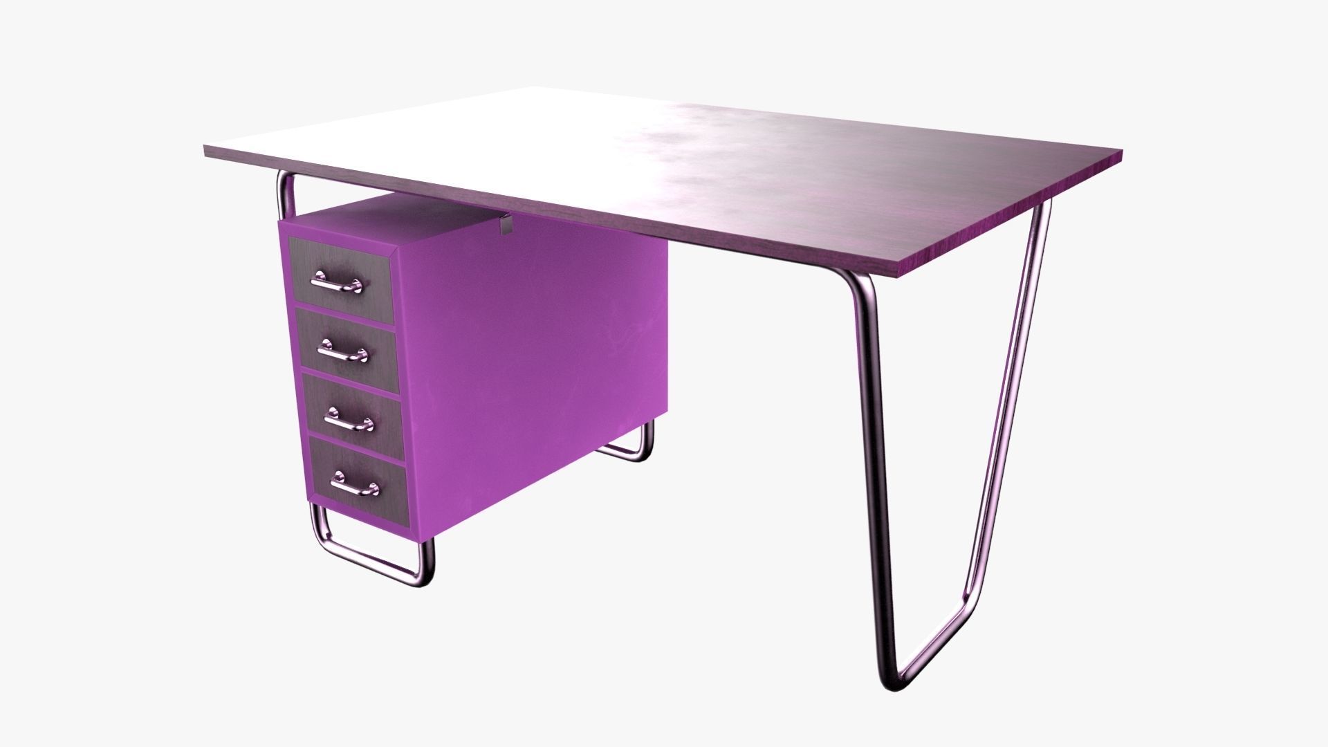Czech Tubular Desk Working Desk Pink 3D model_2